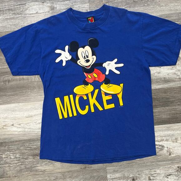 Vintage Disney Mickey Unlimited Velva Sheen Blue Mens XL Mickey Mouse T-Shirt - Picture 1 of 8
